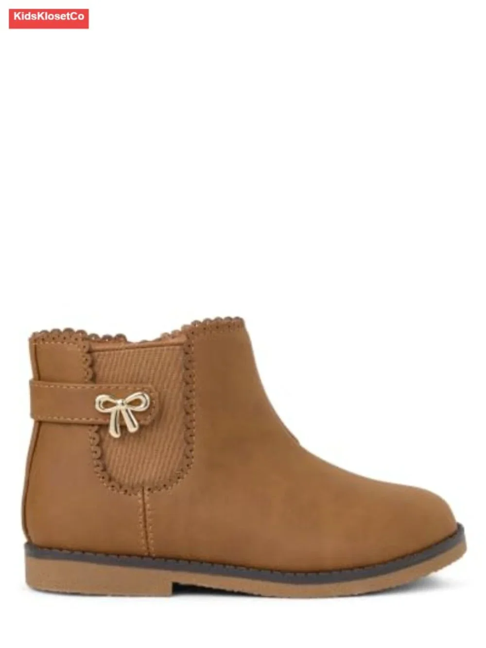 Girls Toddler Faux Leather Ankle Booties Side Zip Scalloped